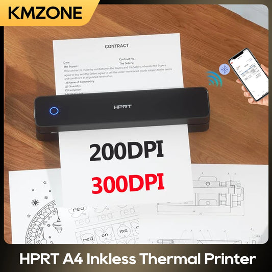 300DPI/200dpi Mini A4 A5 Portable Thermal Printer HPRT MT610-Pro Bluetooth Connect to Android iOS for Office Travel Home Use