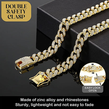 Bling Rhinestone Gold Chain Choke Collar | Durable Slip Collar for pets