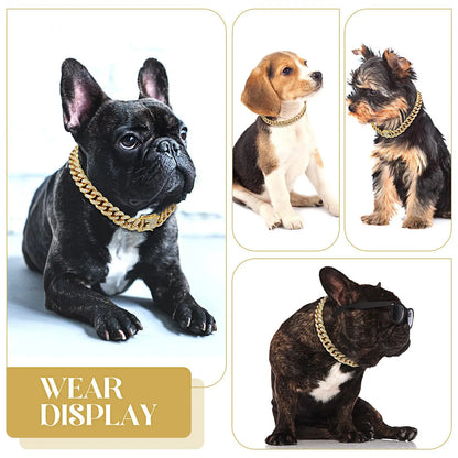 Bling Rhinestone Gold Chain Choke Collar | Durable Slip Collar for pets