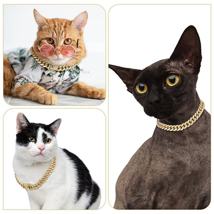 Bling Rhinestone Gold Chain Choke Collar | Durable Slip Collar for pets