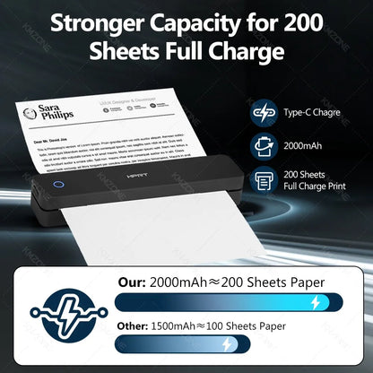 300DPI/200dpi Mini A4 A5 Portable Thermal Printer HPRT MT610-Pro Bluetooth Connect to Android iOS for Office Travel Home Use