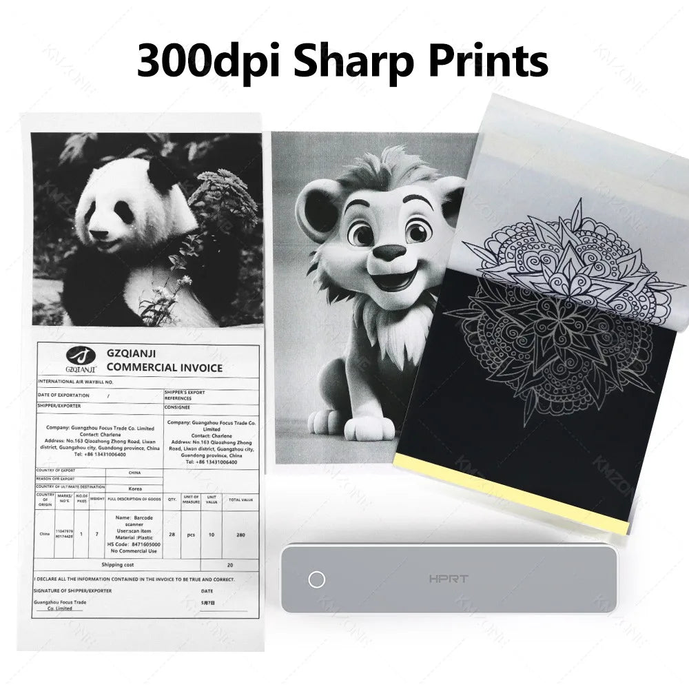 300DPI/200dpi Mini A4 A5 Portable Thermal Printer HPRT MT610-Pro Bluetooth Connect to Android iOS for Office Travel Home Use