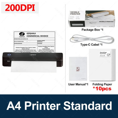 300DPI/200dpi Mini A4 A5 Portable Thermal Printer HPRT MT610-Pro Bluetooth Connect to Android iOS for Office Travel Home Use