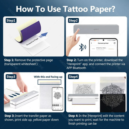 300DPI/200dpi Mini A4 A5 Portable Thermal Printer HPRT MT610-Pro Bluetooth Connect to Android iOS for Office Travel Home Use