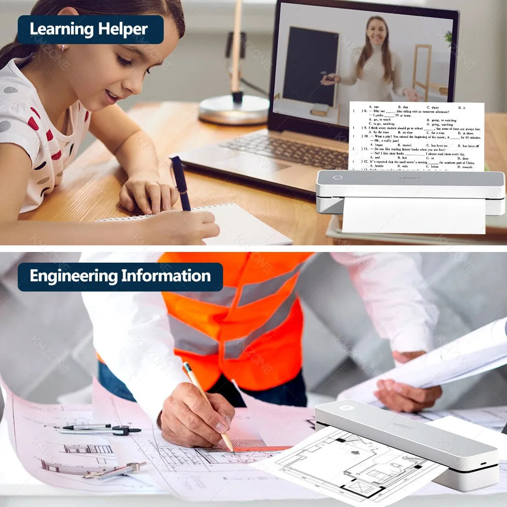 300DPI/200dpi Mini A4 A5 Portable Thermal Printer HPRT MT610-Pro Bluetooth Connect to Android iOS for Office Travel Home Use